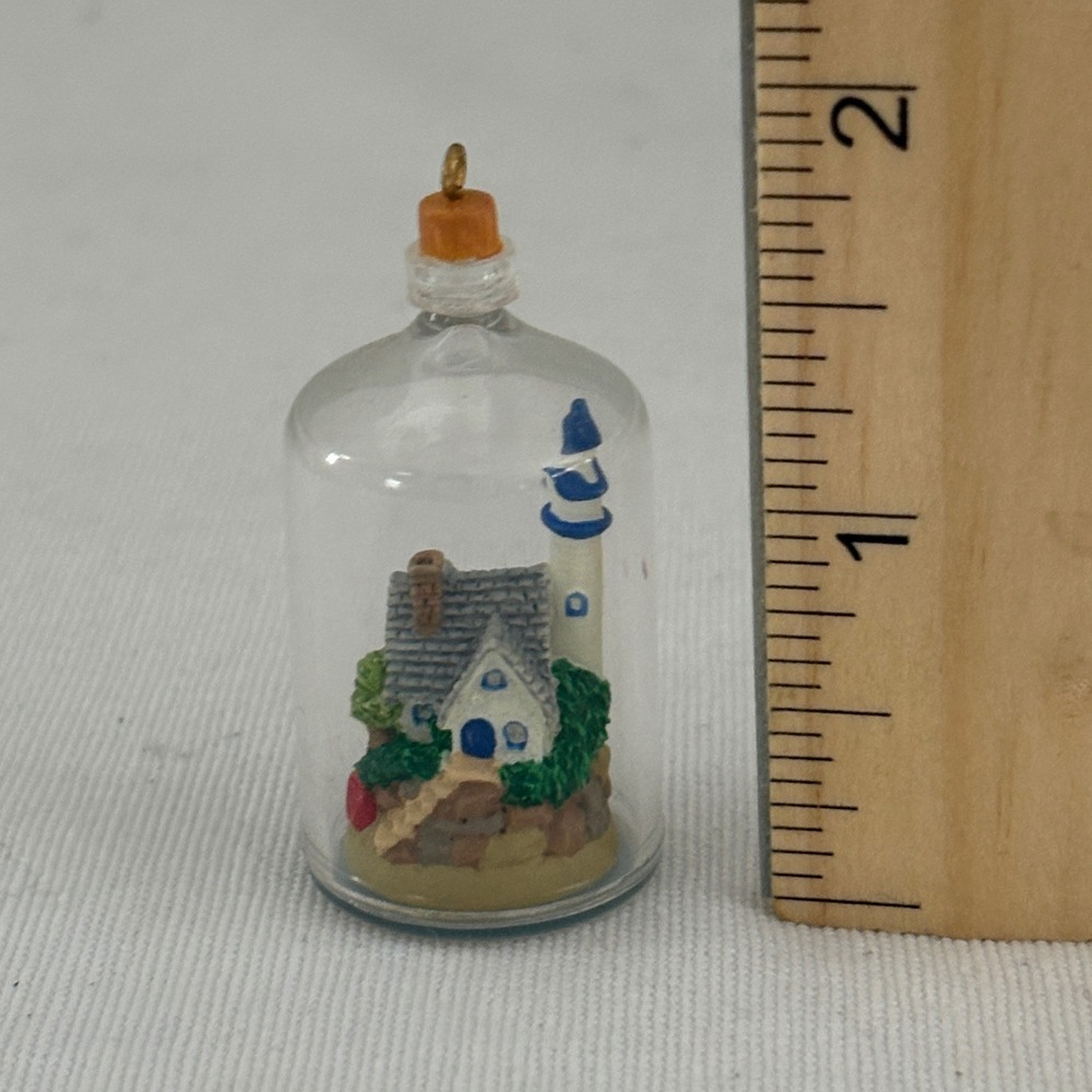 2001 Hallmark Keepsake Miniature Lighthouse Cottage Bottle Christmas Ornament - Picture 2 of 6
